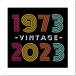 1973 Vintage 2023, 50th Birthday Anniversary, Colorful Retro Posters and Art